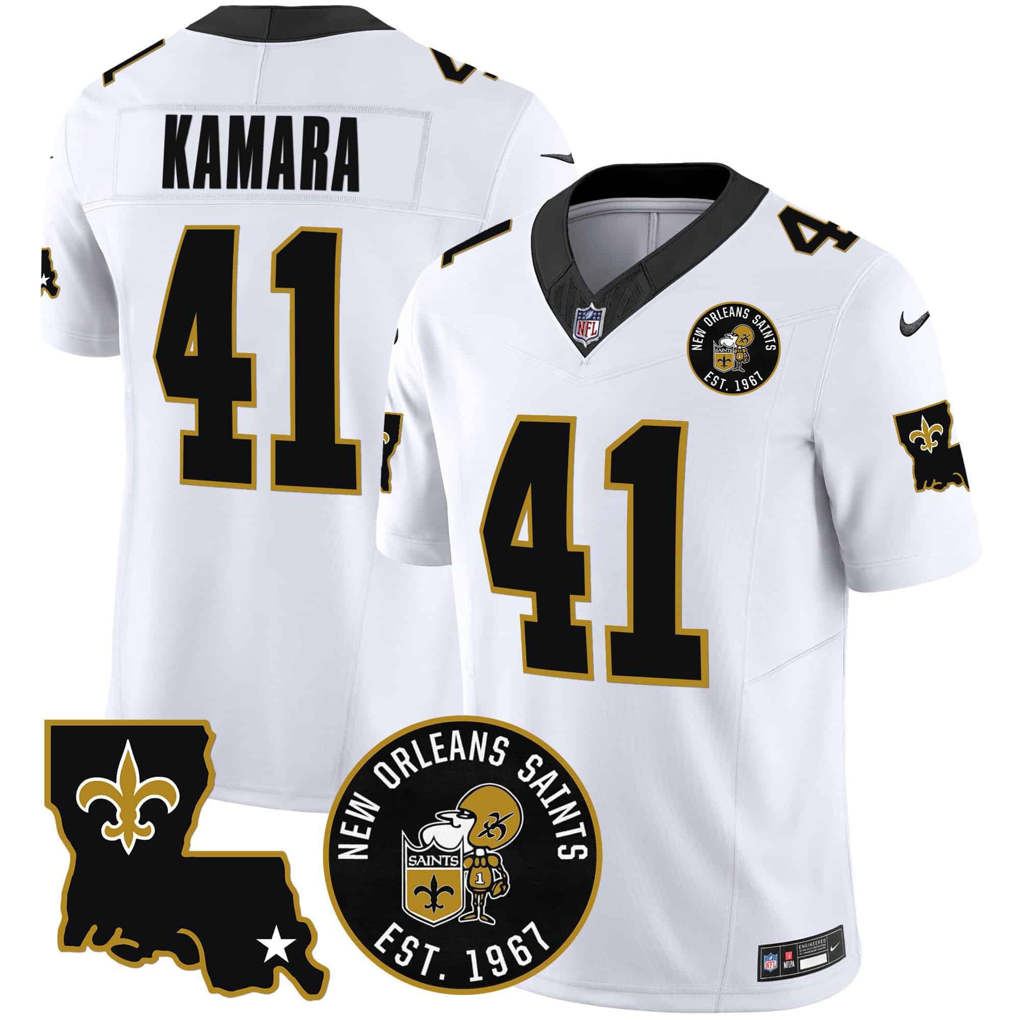 Men New Orleans Saints #41 Kamara White 2024 Nike 1967 Patch Vapor Limited NFL Jersey
